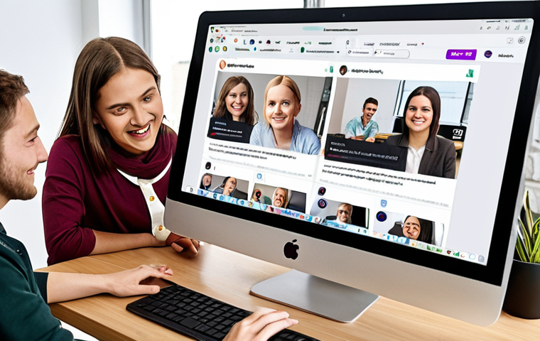 **
A team collaborating effectively in Slack. Visualize a bright, modern office setting (or even a cool co-working space common in Warsaw or Krakow) with colleagues smiling and interacting with Slack on their laptops. Focus on the clean Slack interface on the screens. Emphasize the use of channels (maybe a specific channel name like "#projekt_nowa_strona") and threads with visual cues like clearly organized conversations, integrated Google Drive icons, and maybe a Trello board preview within Slack. The overall feel should be efficient, organized, and positive team collaboration.
**